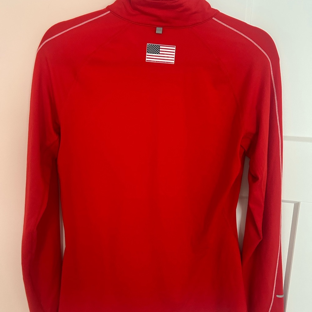 Nike Dri Fit Running Element Red USA Flag 1/4 Zip Pullover Shirt Size Small M - Picture 5 of 6